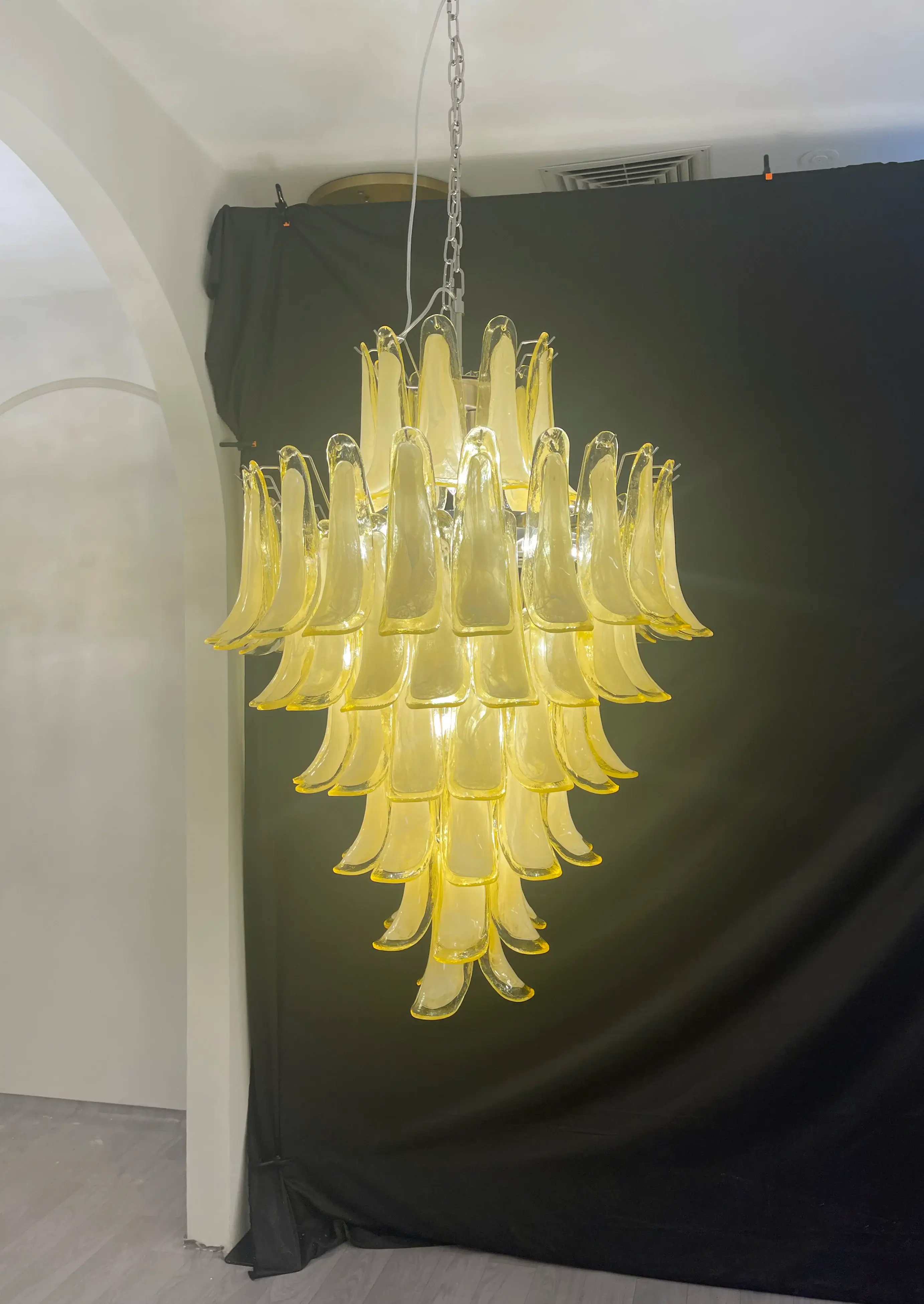 Stunning Murano Caramel Glass Petals Chandelier - Image 3