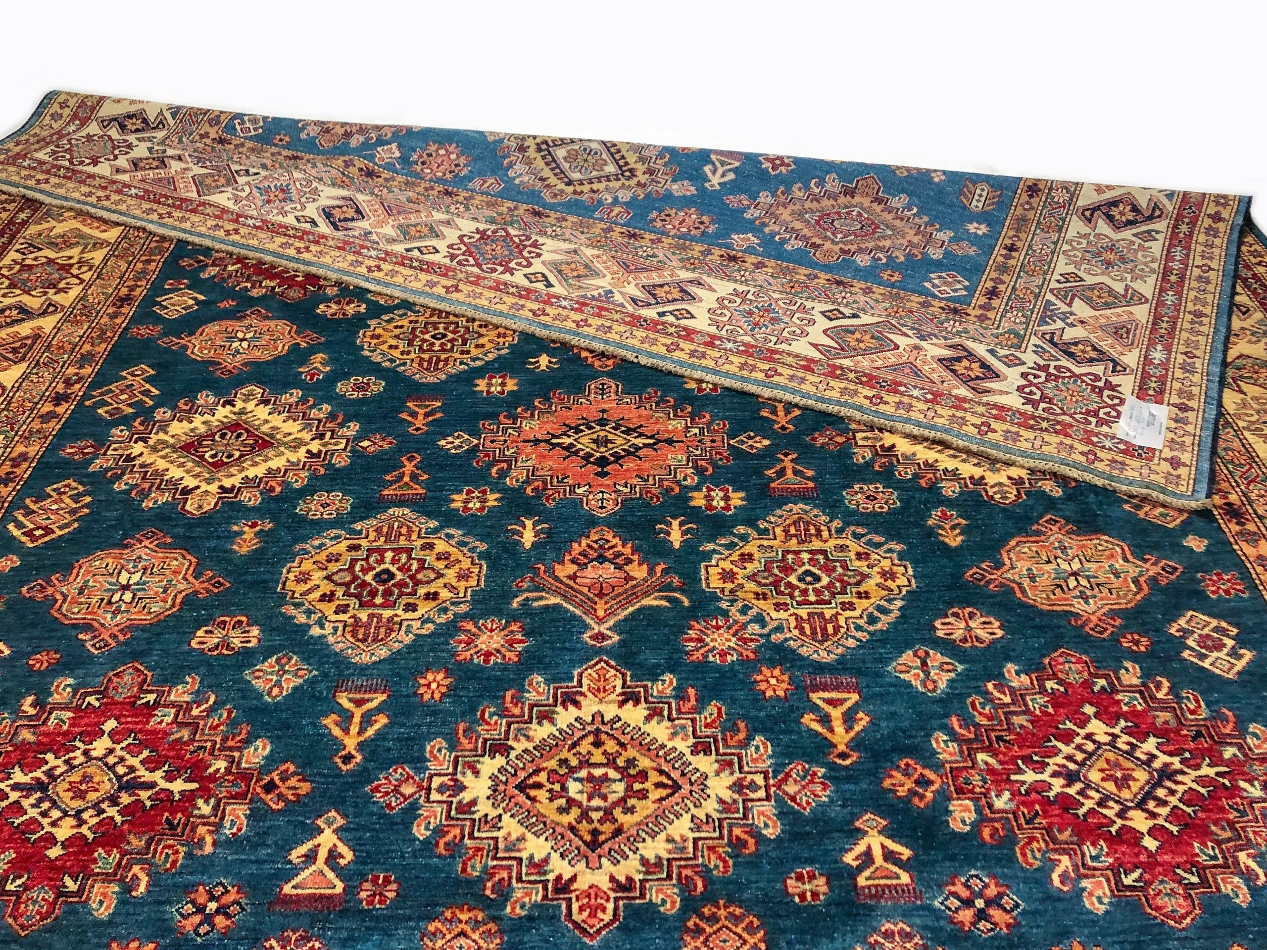 Super Kazak (8'11"x12'02") blue/lt.gold - Image 7
