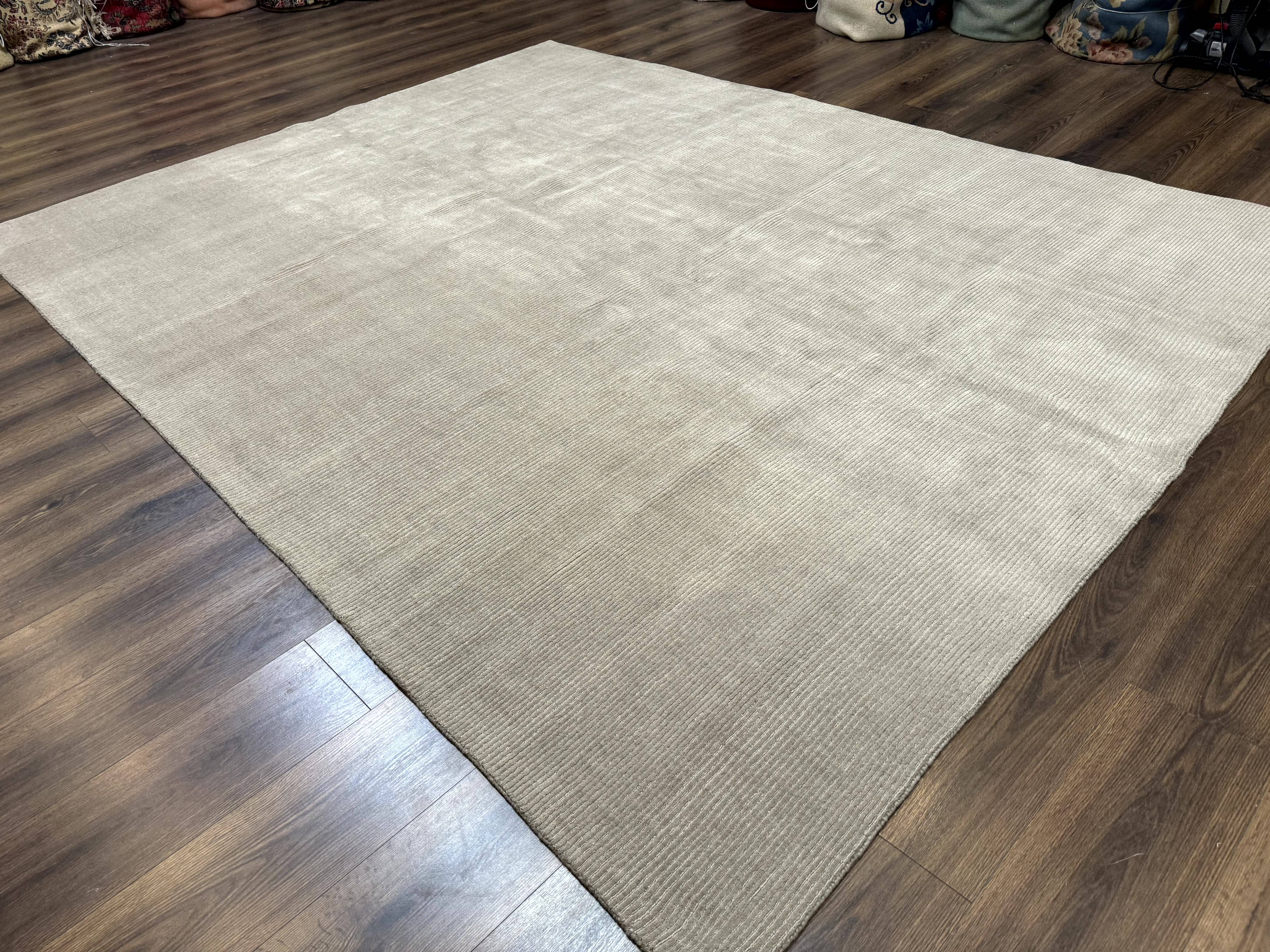 Tibetan Rug 8x10 Taupe Handmade Wool Modern Contemporary Carpet - Image 12