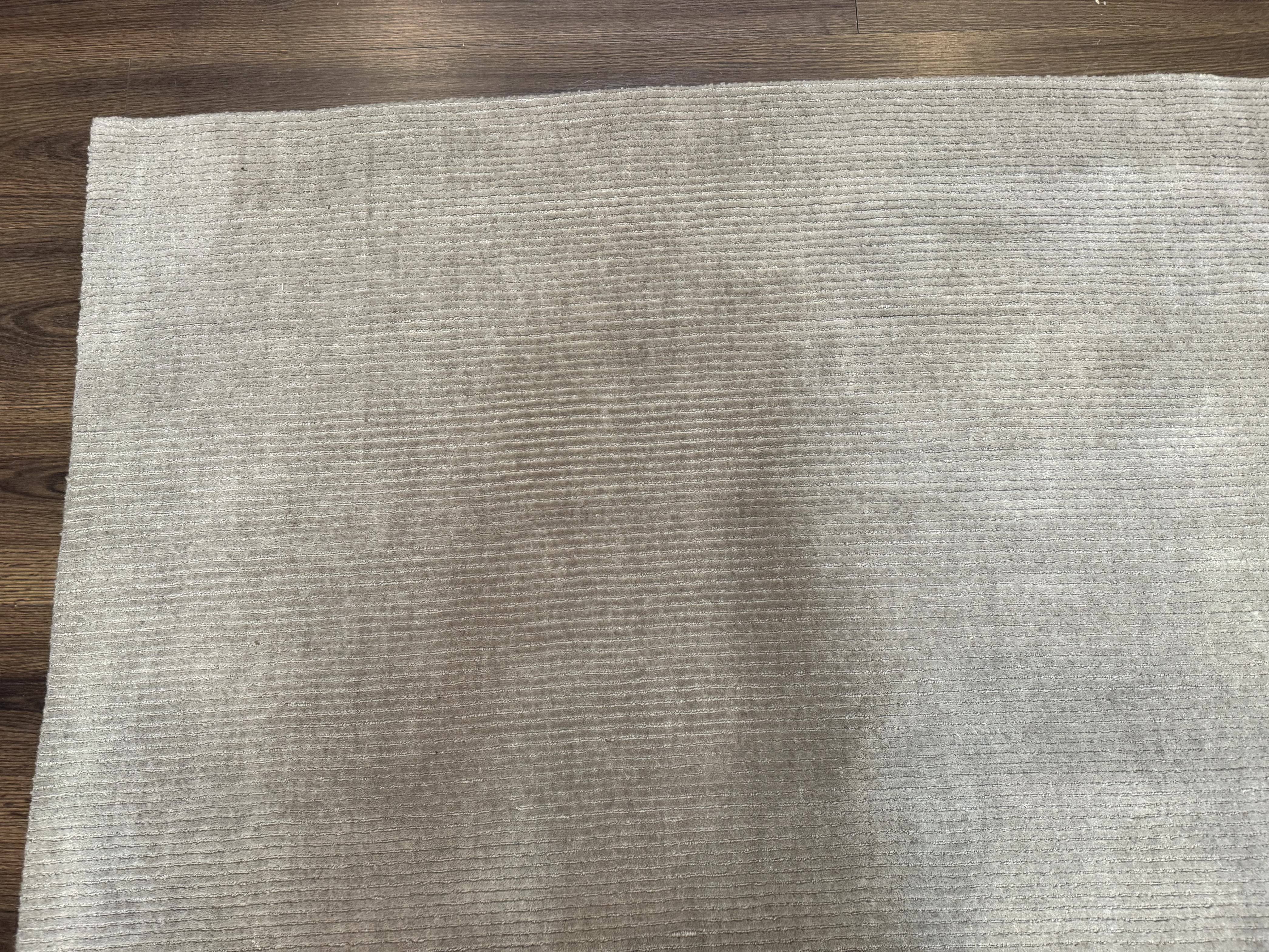 Tibetan Rug 8x10 Taupe Handmade Wool Modern Contemporary Carpet - Image 6