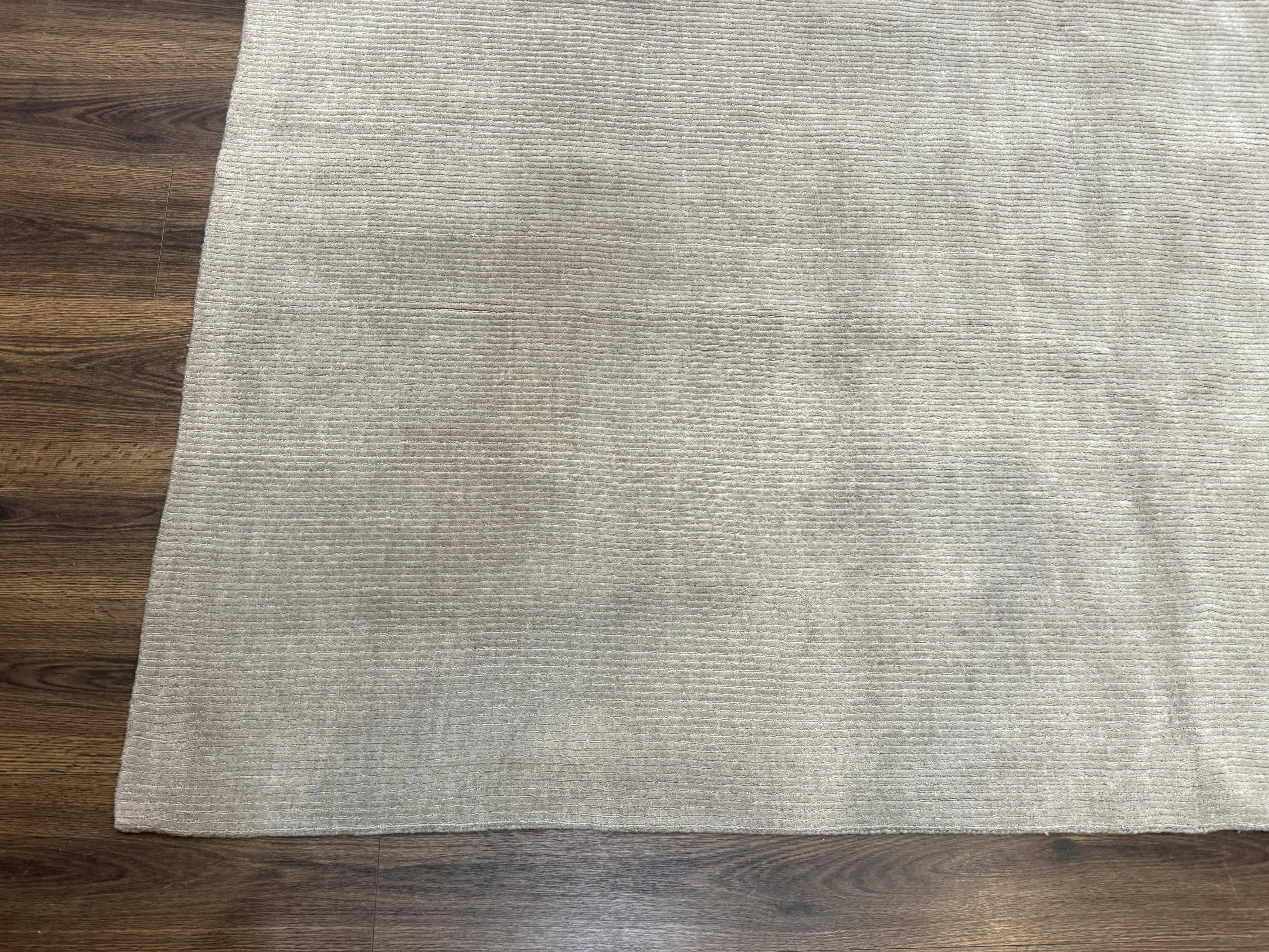 Tibetan Rug 8x10 Taupe Handmade Wool Modern Contemporary Carpet - Image 8