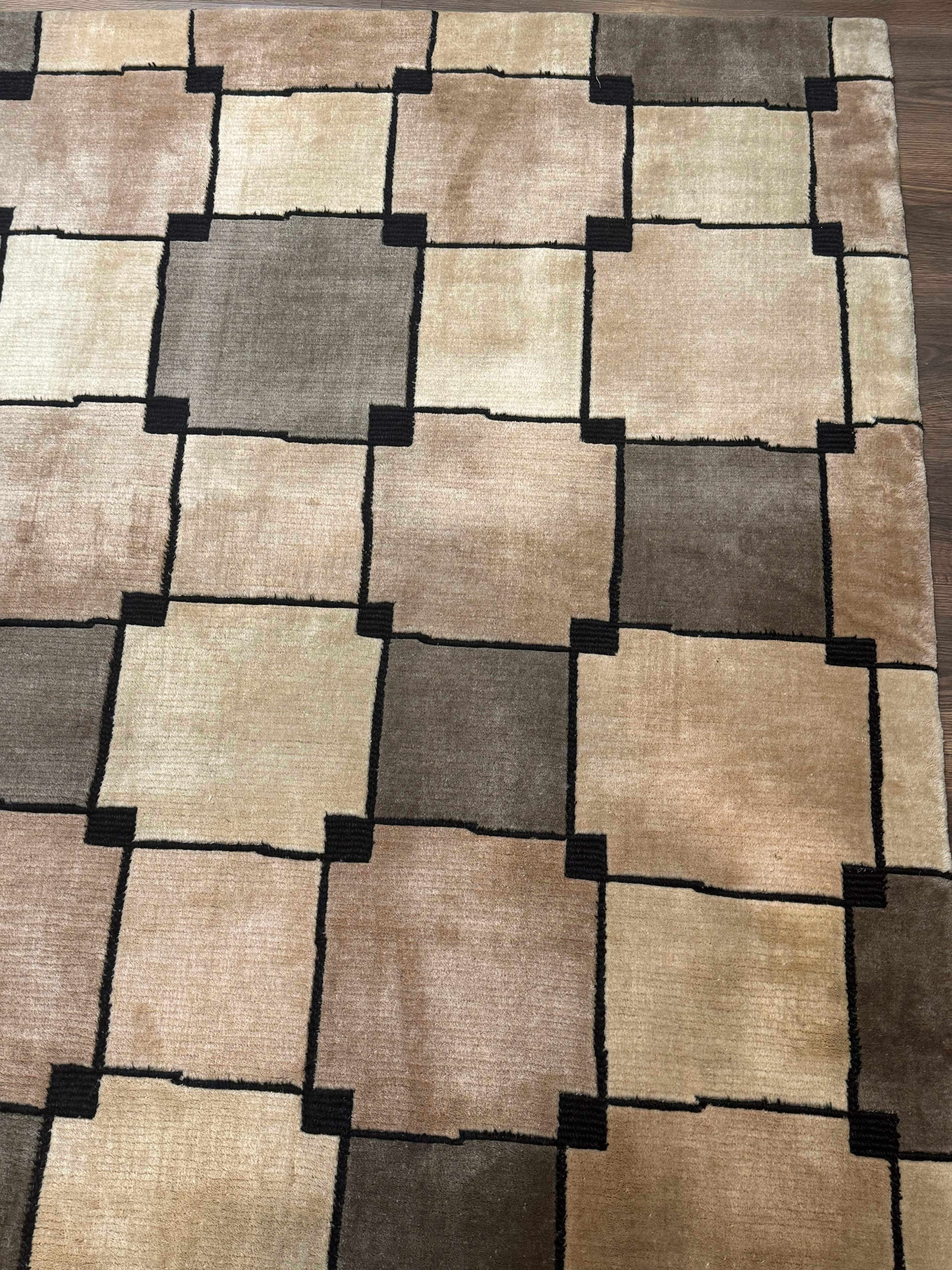 Tibetan Wool Rug 5x8, Contemporary Modern Carpet, Abstract Design, Soft Thick Pile, Pair B - Image 7