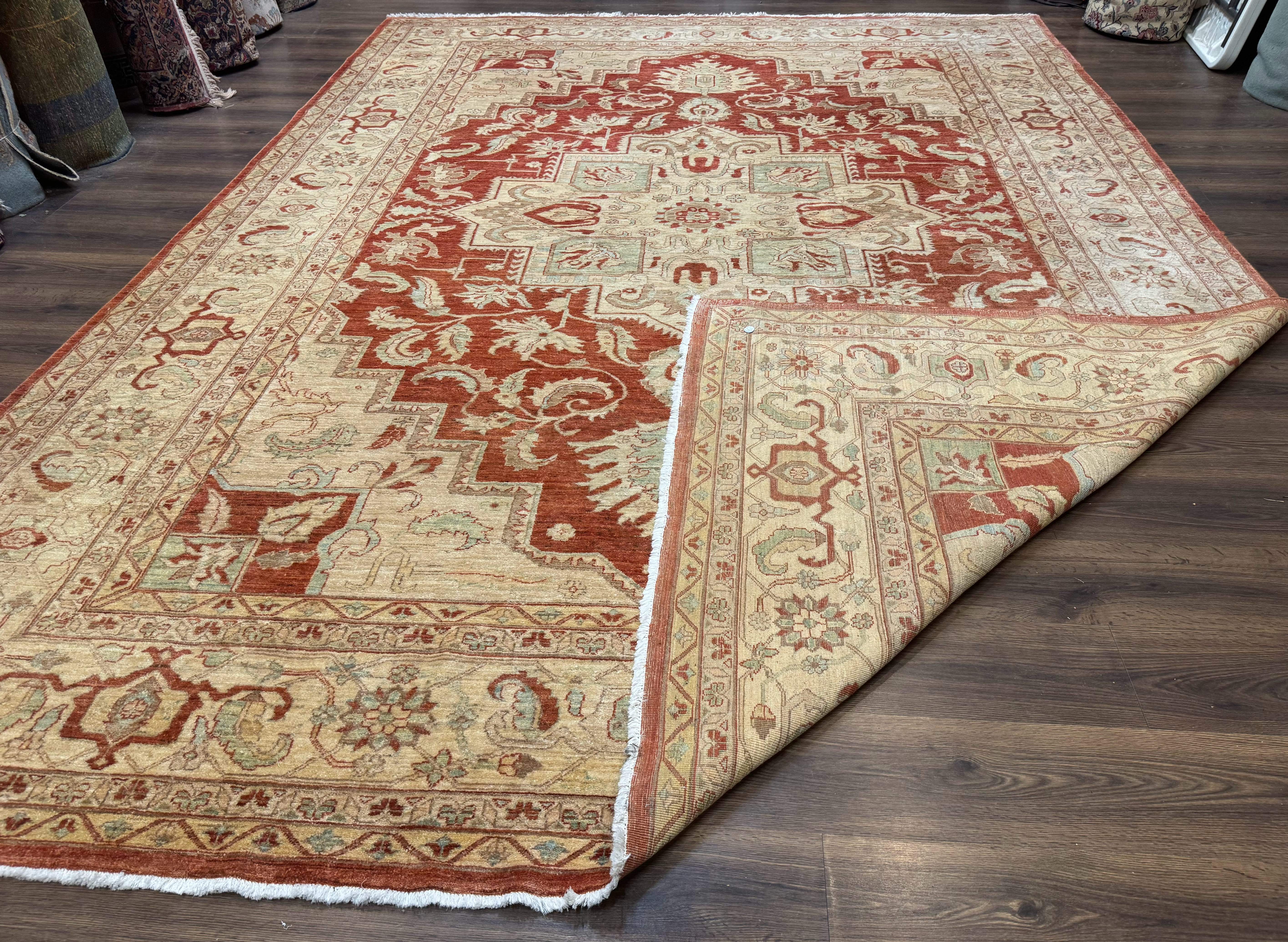 Turkish Heriz Serapi Rug 9x13, Geometric Medallion - Image 11
