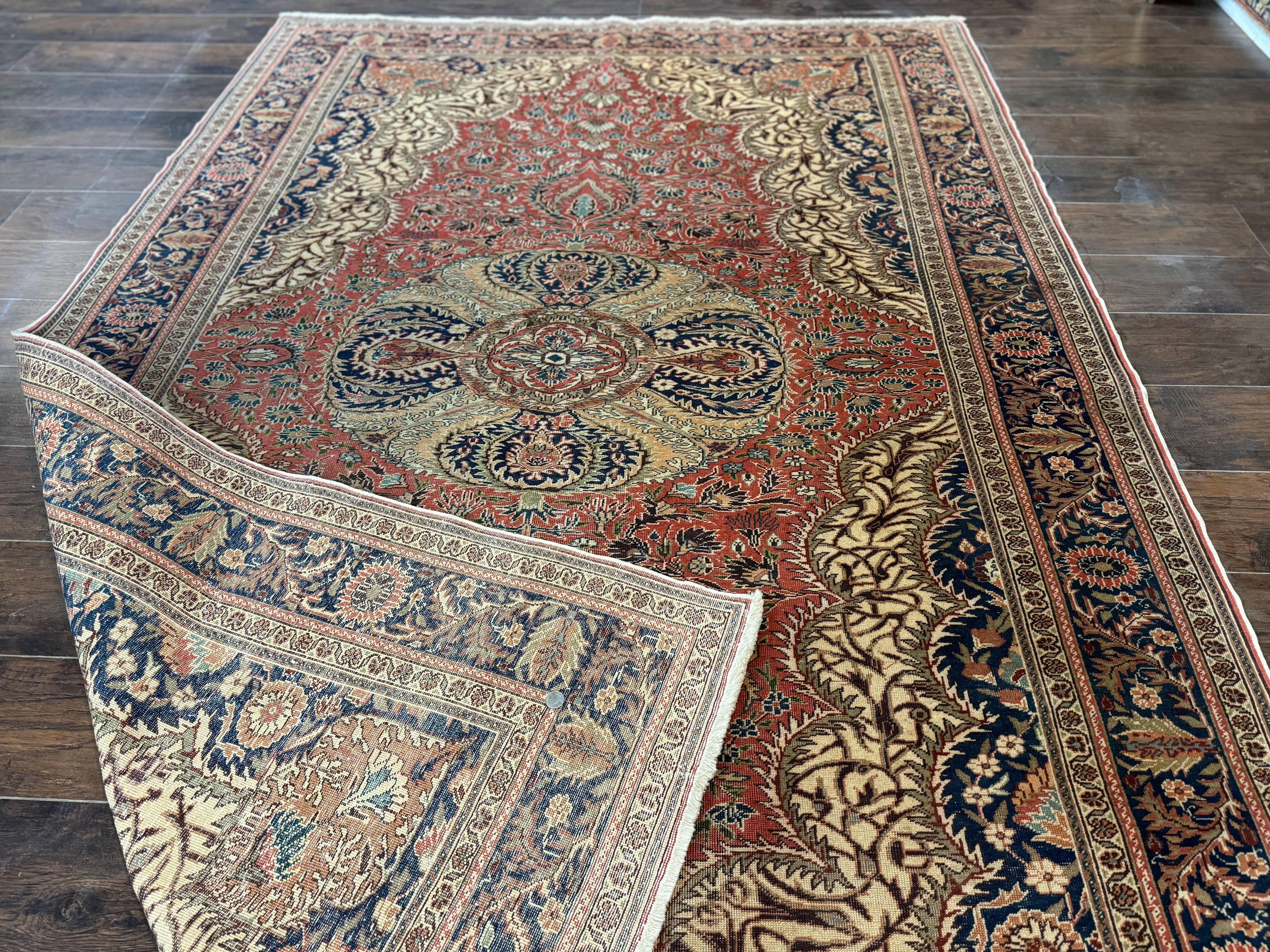 Turkish Kayseri Rug 6x10, Antique Turkish Carpet, Floral Medallion, Oriental Carpet, Red - Image 10