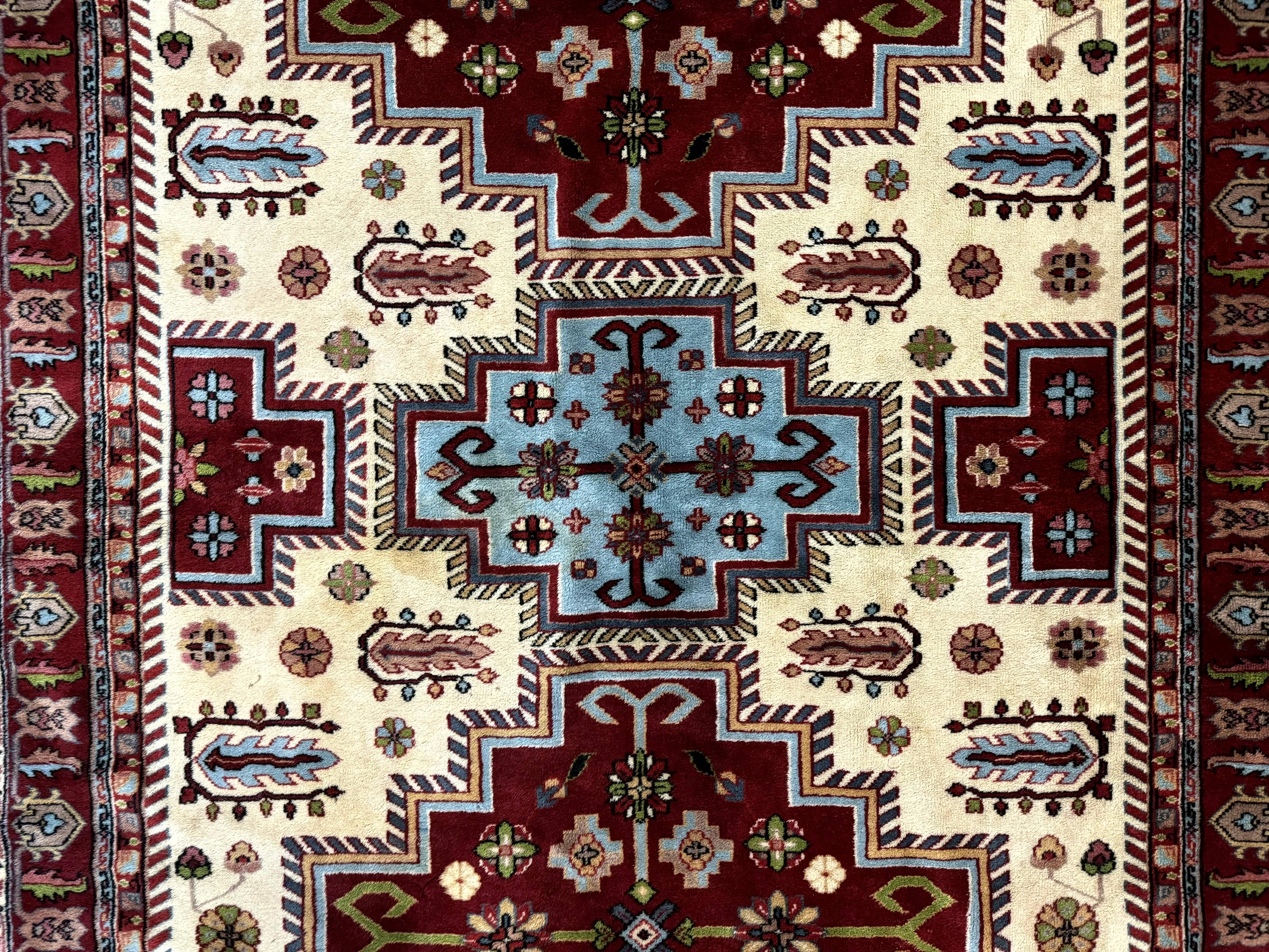 Turkish Kazak Rug 6x9, Geometric Medallions - Image 4