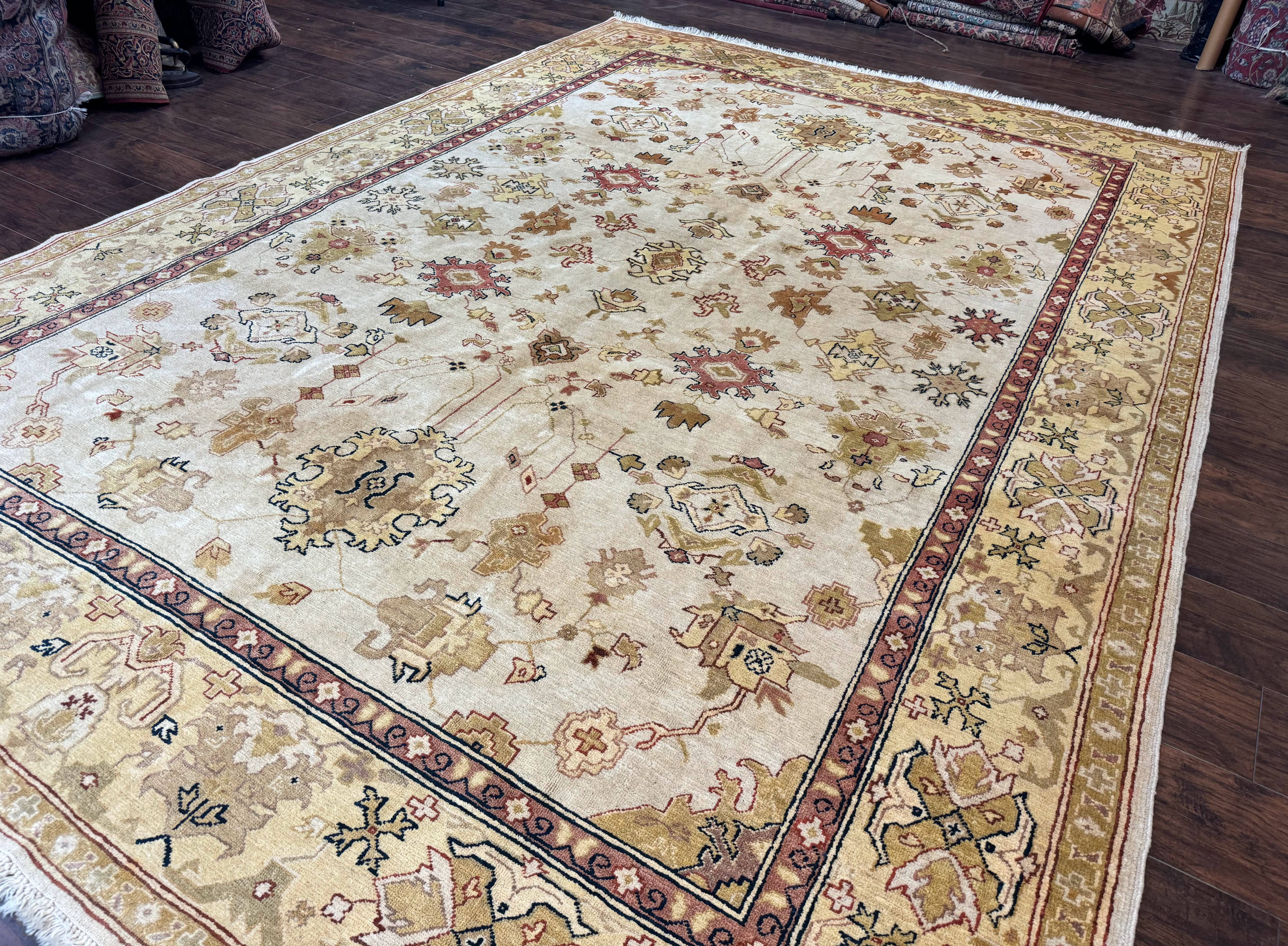 Turkish Oushak Rug 9x12, Oat Color, Wool Carpet - Image 2