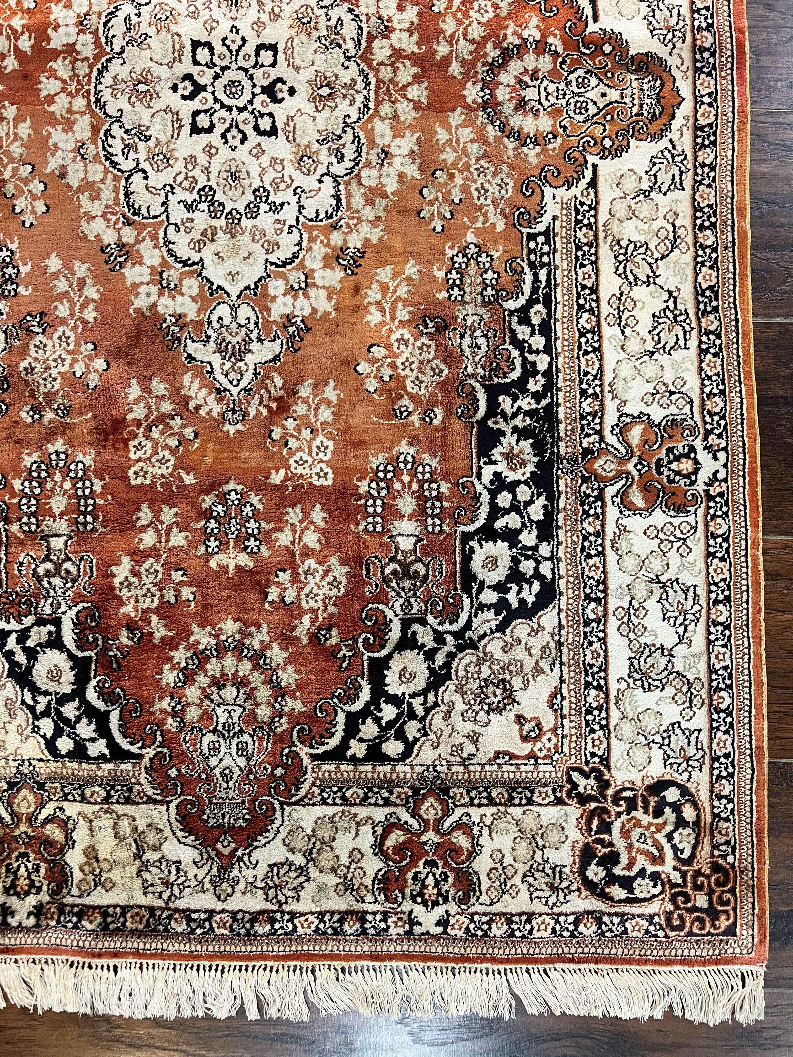 Turkish Silk Rug 3x5, Very Fine 400 KPSI, Floral Medallion, Hand Knotted - Image 9