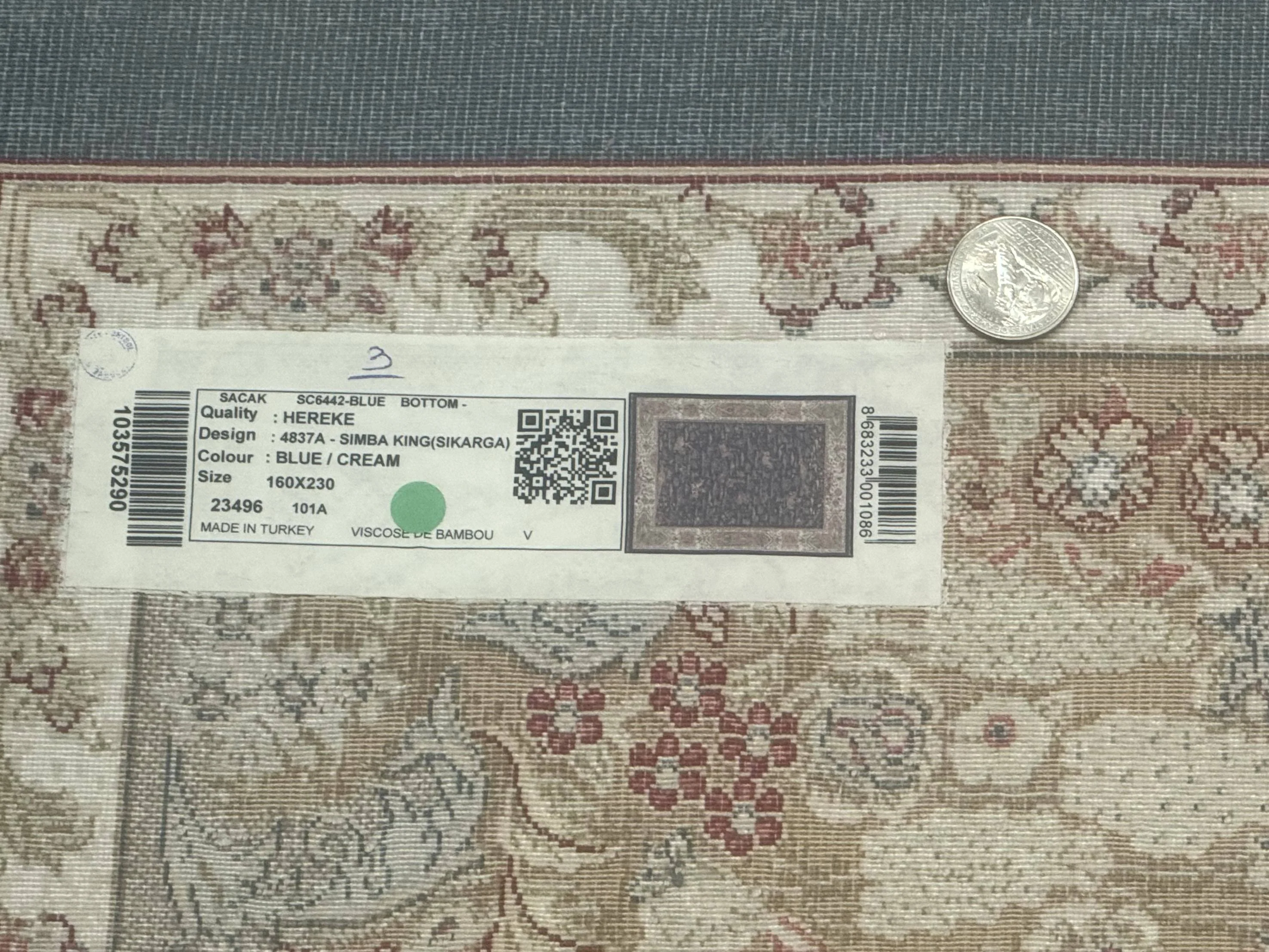 Turkish Silk Rug 5x8, Hunting Design, Animal Pictorials, Steel Blue & Ivory, Bamboo Silk - Image 10