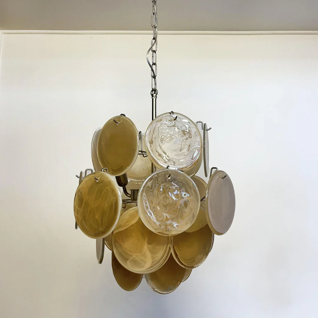 Vintage Murano Gold Glass Disks Chandelier - Image 15