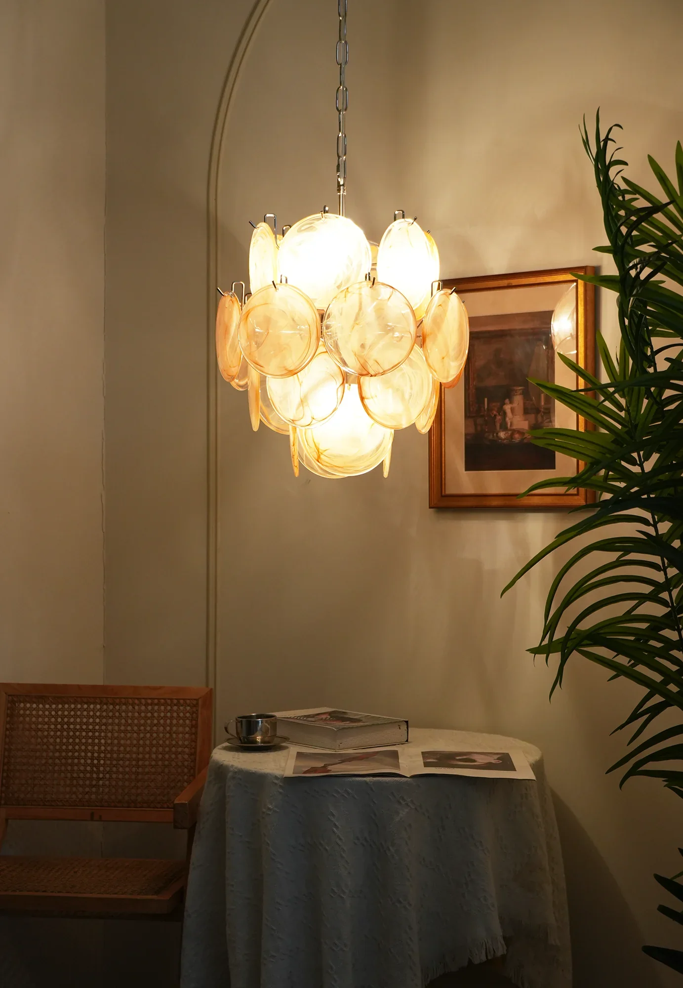 Vintage Murano Gold Glass Disks Chandelier - Image 16
