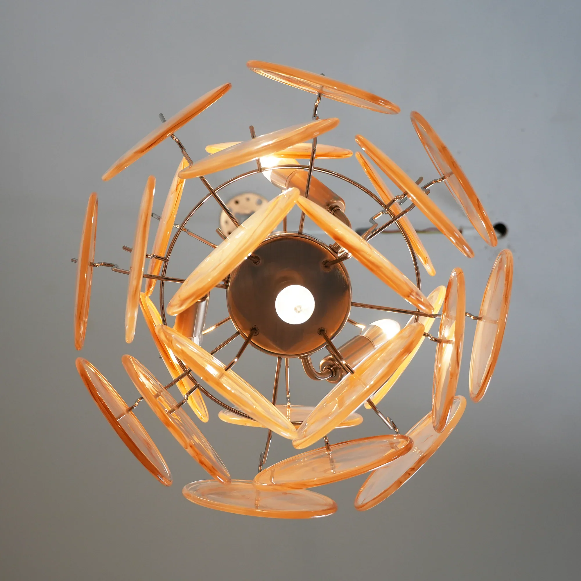 Vintage Murano Gold Glass Disks Chandelier - Image 18