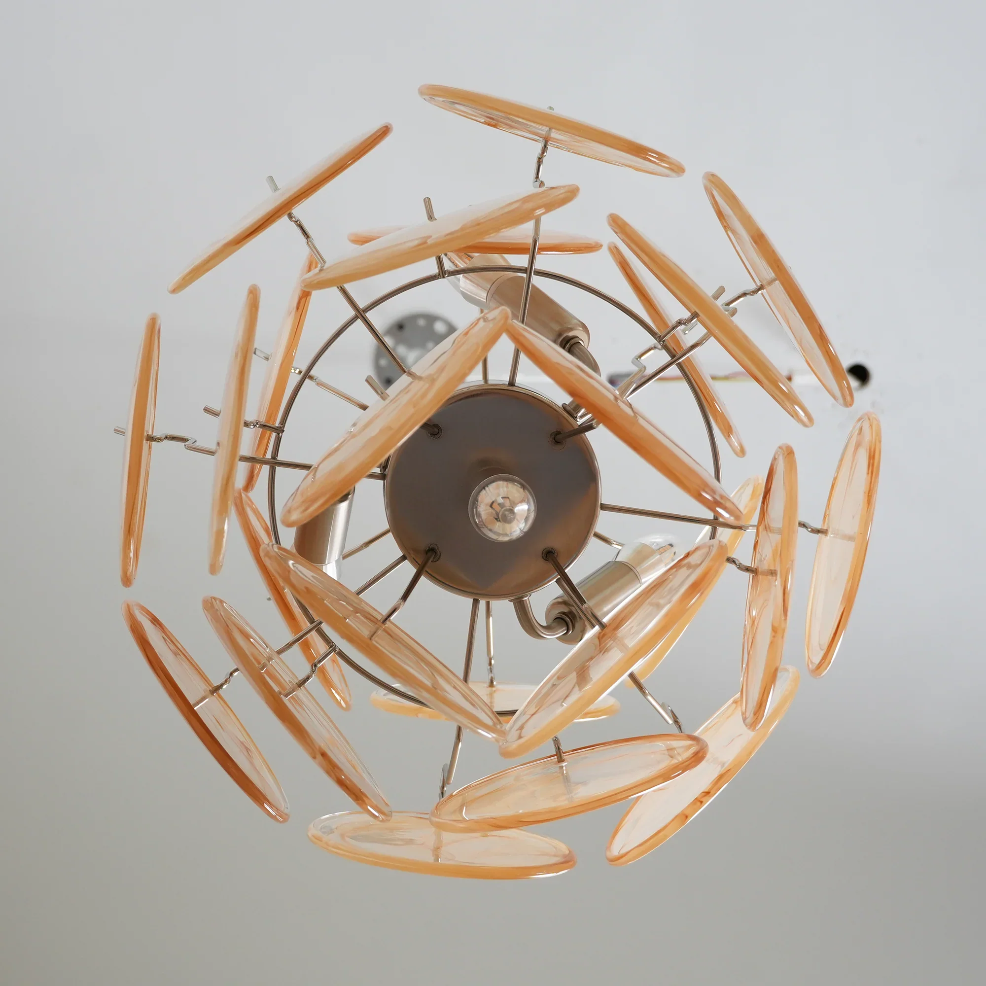 Vintage Murano Gold Glass Disks Chandelier - Image 19
