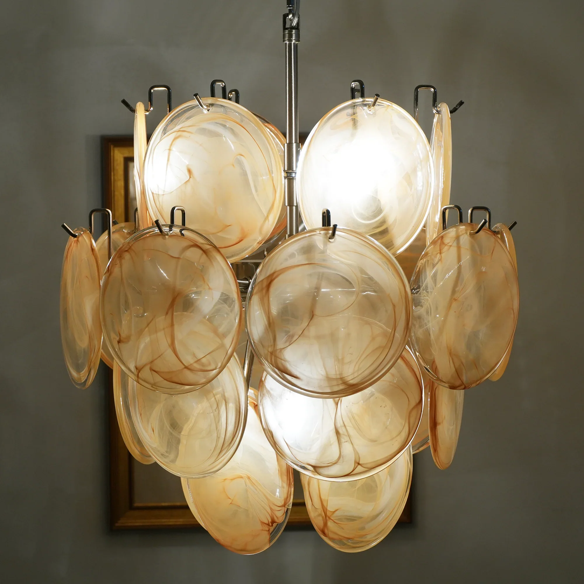 Vintage Murano Gold Glass Disks Chandelier - Image 20