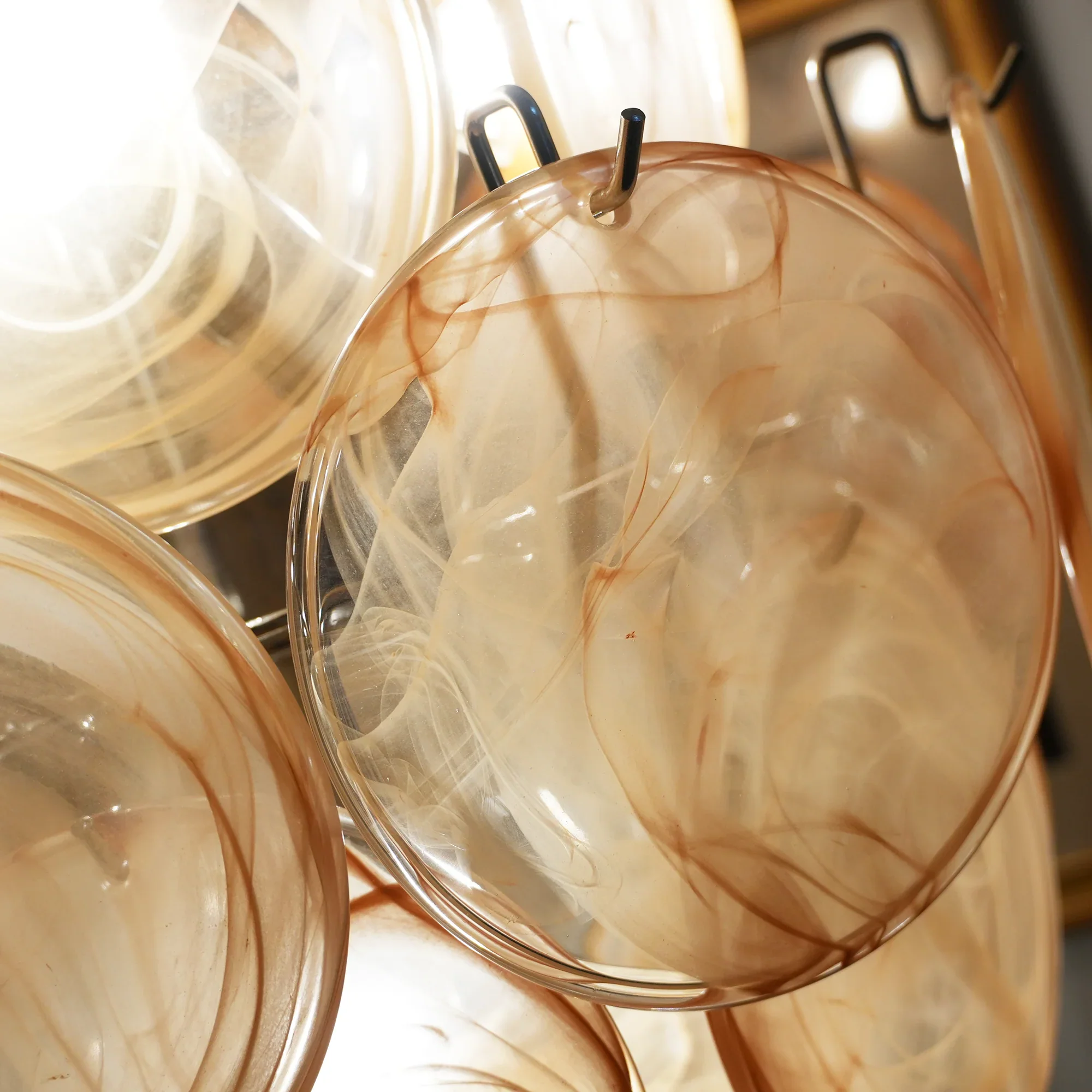 Vintage Murano Gold Glass Disks Chandelier - Image 21