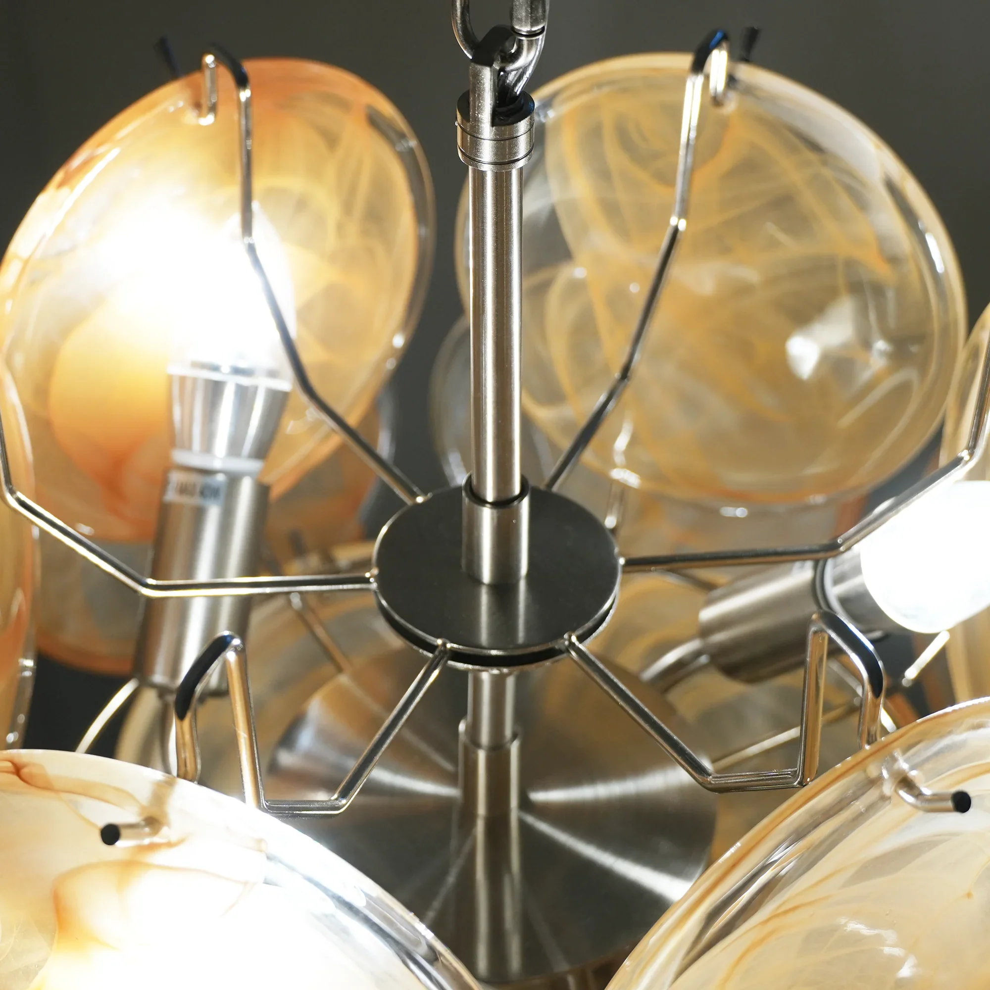 Vintage Murano Gold Glass Disks Chandelier - Image 22