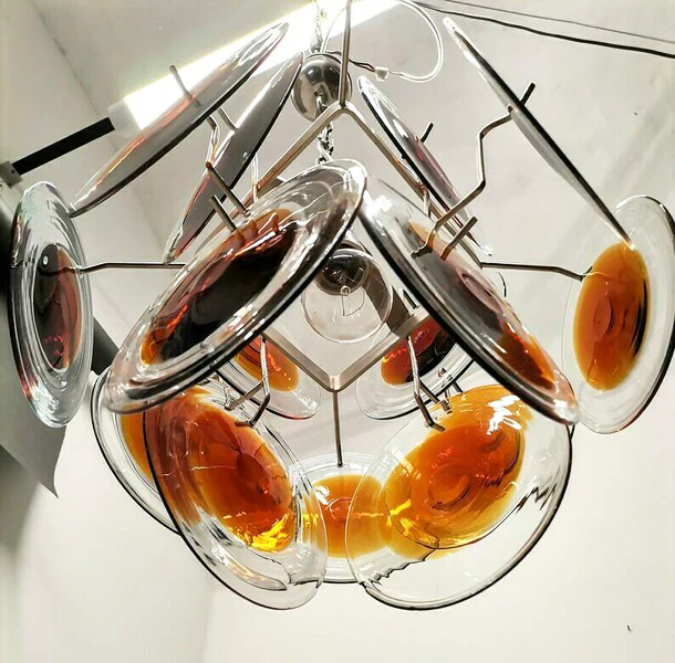 Vintage Murano Orange Brown Chandelier - Image 10