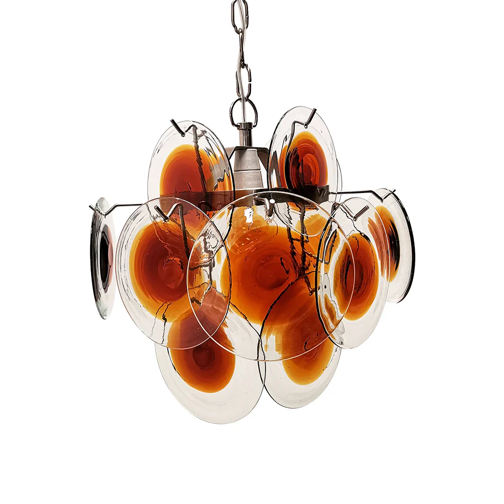 Vintage Murano Orange Brown Chandelier - Image 12