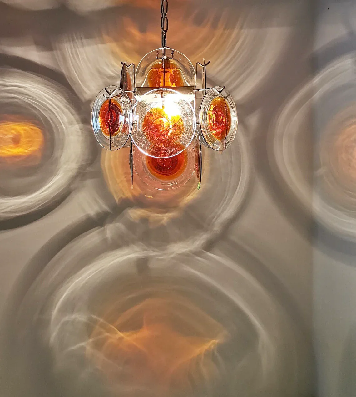 Vintage Murano Orange Brown Chandelier - Image 4