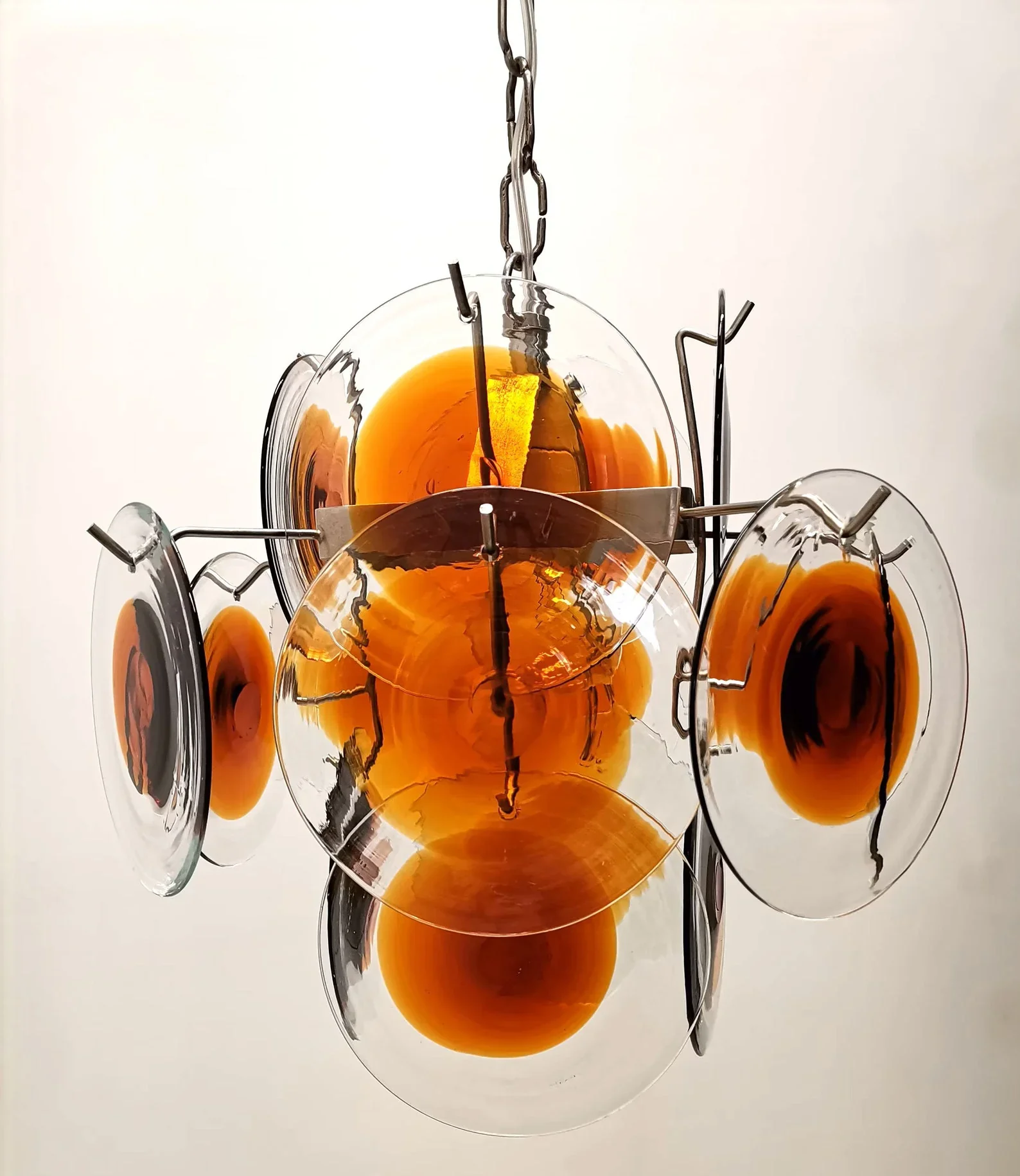 Vintage Murano Orange Brown Chandelier - Image 6