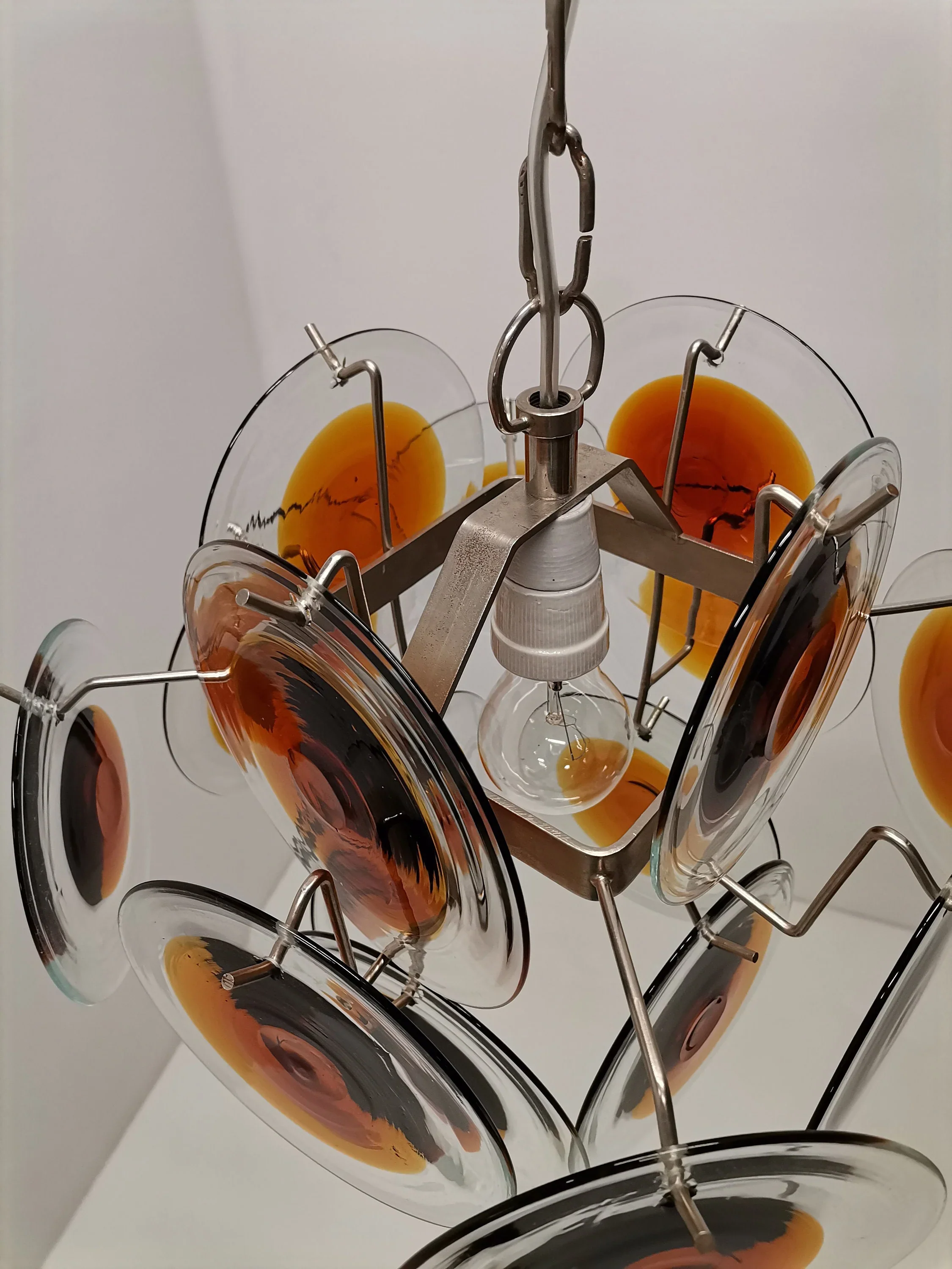 Vintage Murano Orange Brown Chandelier - Image 9