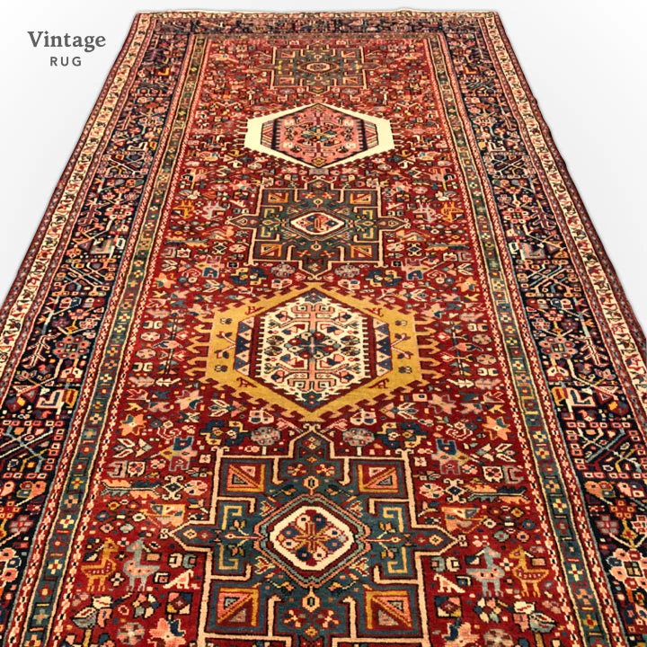 Vintage Karajeh (5'x13' Runner) red/indigo - Image 5