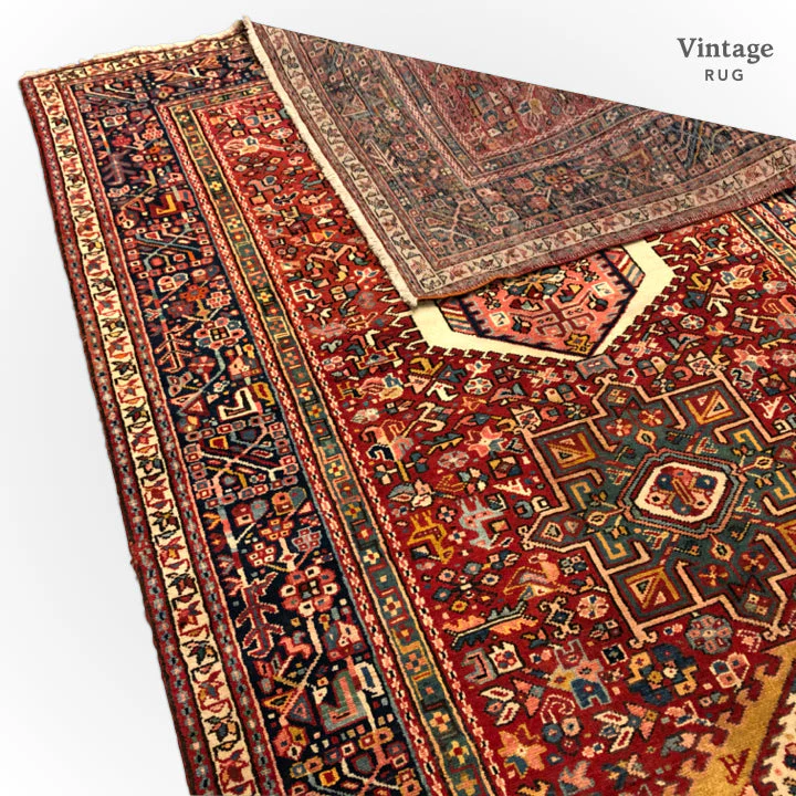 Vintage Karajeh (5'x13' Runner) red/indigo - Image 6