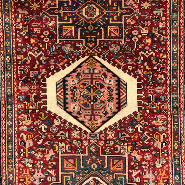 Vintage Karajeh (5'x13' Runner) red/indigo - Image 8