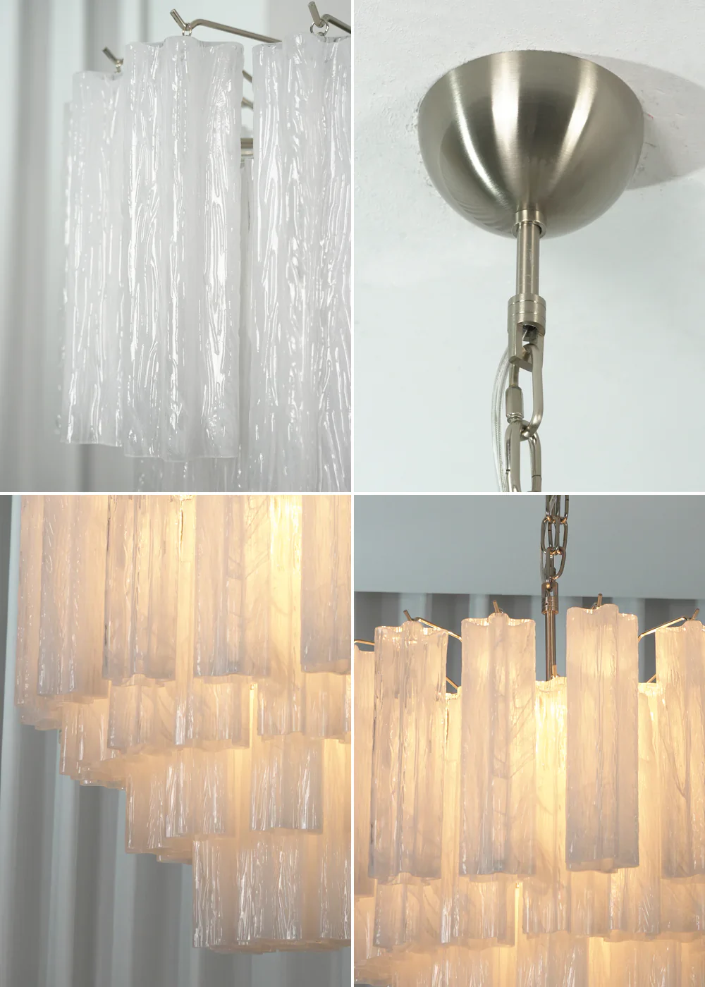 Star Shaped Tube White Clouds Glass Chandelier - Image 15