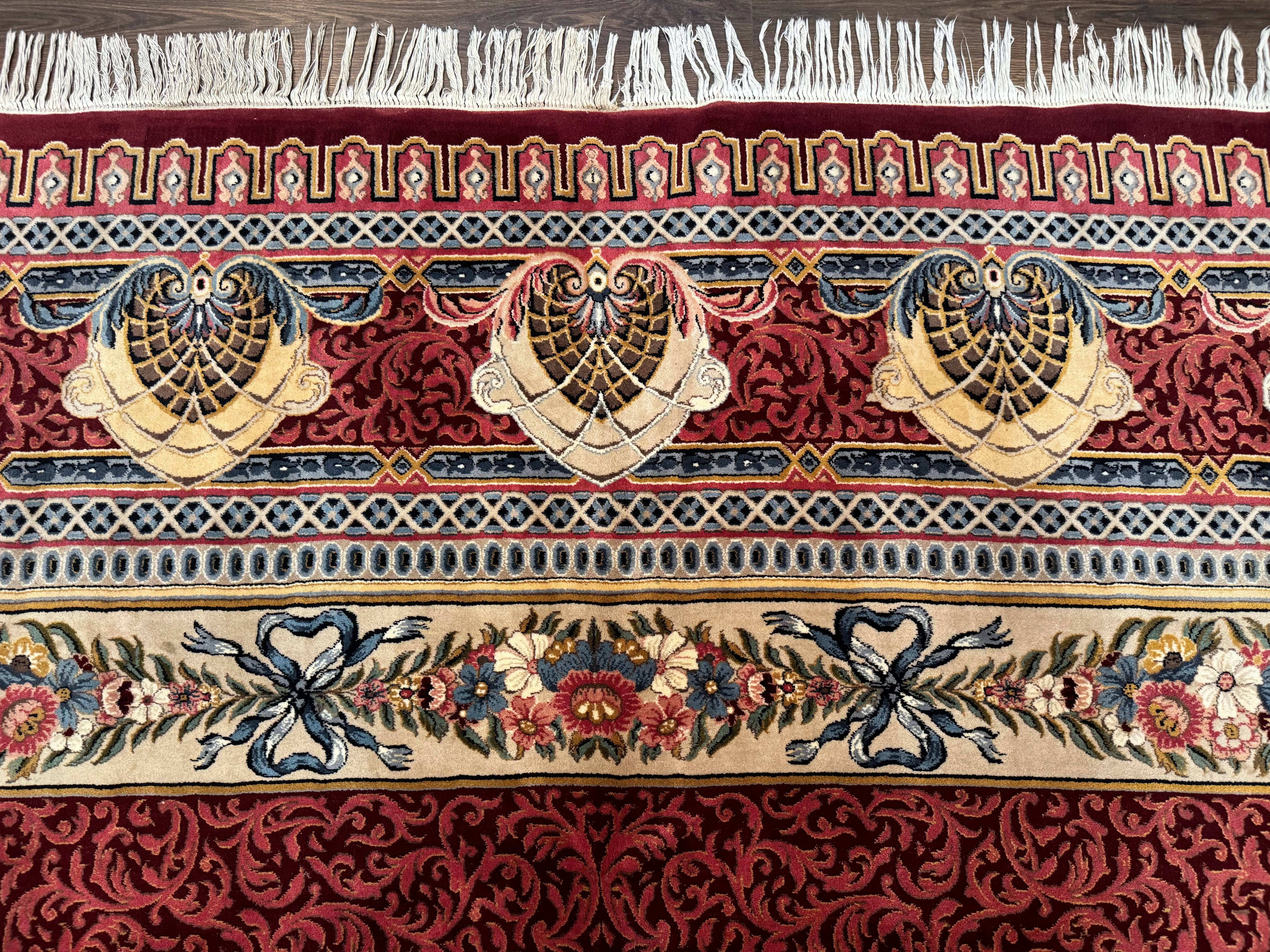 Wonderful Aubusson Rug 10x14, Red Maroon, Elegant, Fine 200 KPSI - Image 3