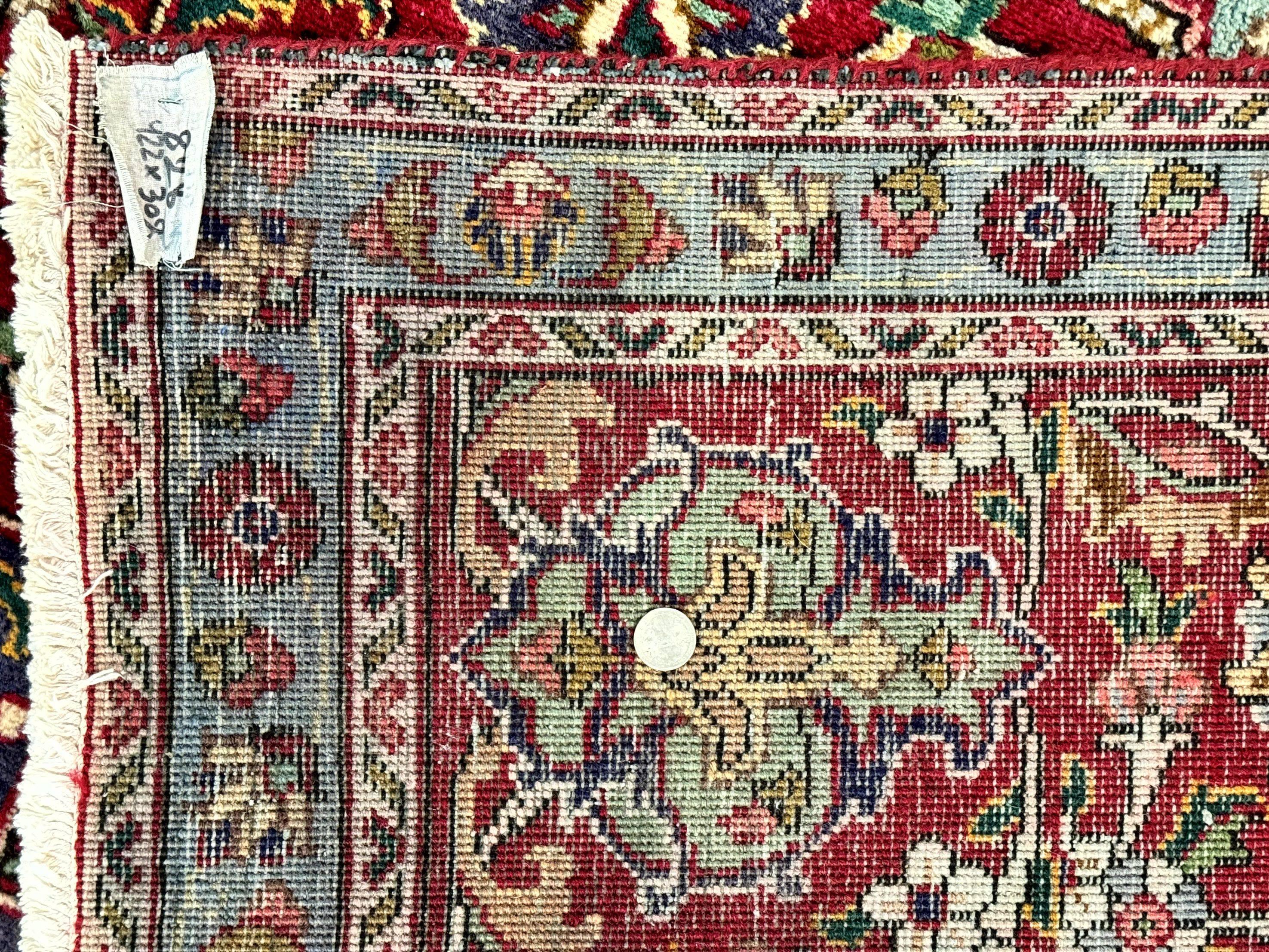 Wonderful Persian Tabriz Rug 10x14, Antique Persian Carpet, Handmade Wool Rug, Floral Medallion, Red Navy Blue, Colorful, Large Persian Area Rug - Image 11
