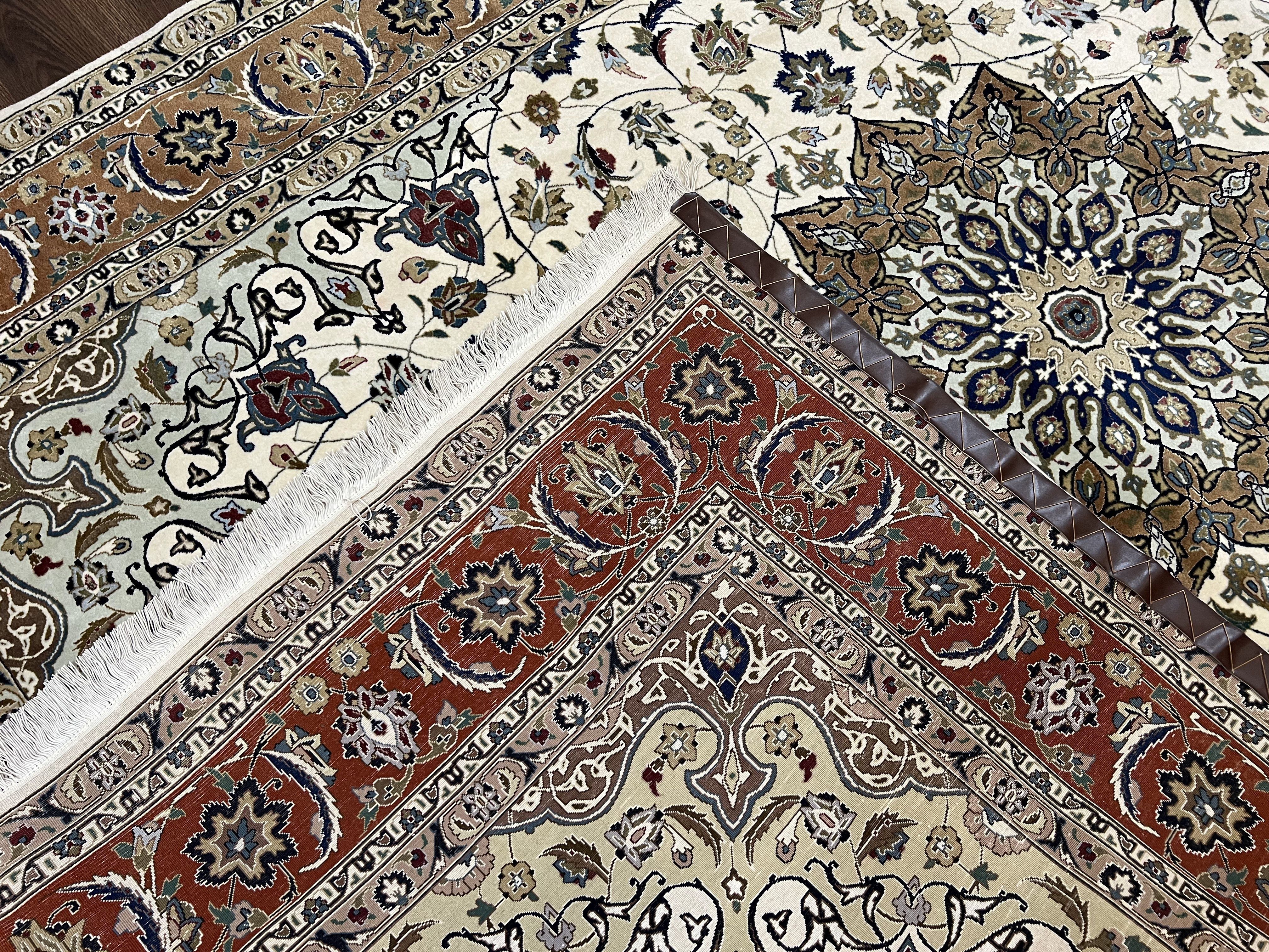 Wonderful Persian Tabriz Rug 7x10, Floral Medallion, Very Fine Oriental Carpet, Ivory - Image 10